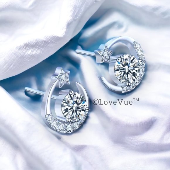 Certified 1ct. t.w. Diamond Moon and Star Earrings - Picture 3 of 13